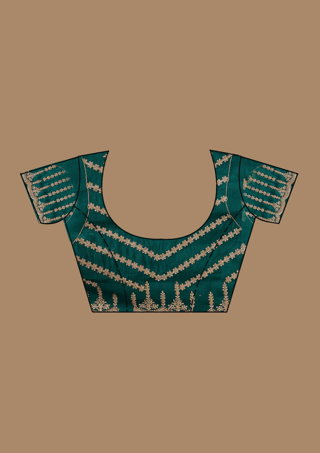 Peacock Green Zariwork Tissue Saree-Koskii