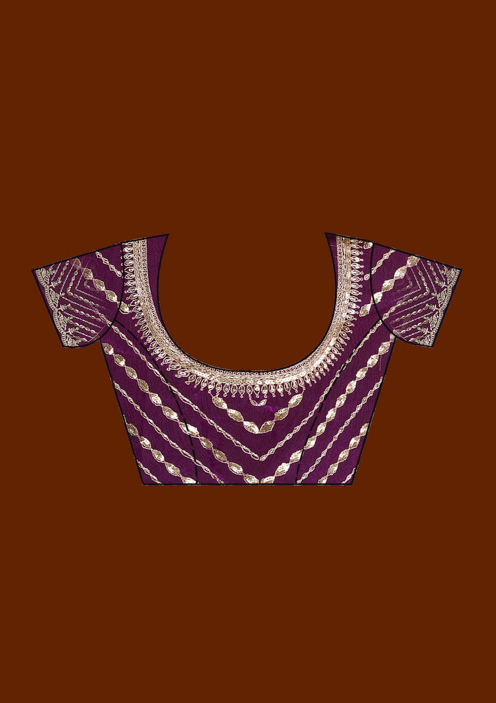Purple Zariwork Tissue Saree-Koskii