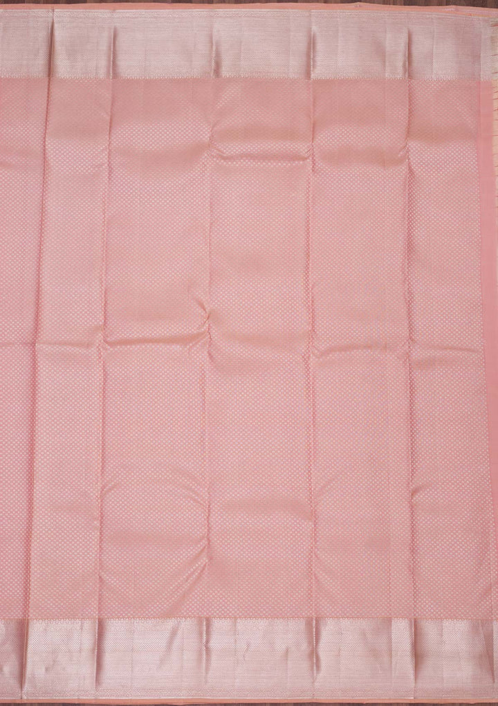 Peach Zariwork Pure Silk Saree-koskii
