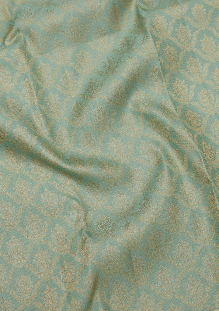 Sea Green Zariwork Pure Silk Saree-koskii