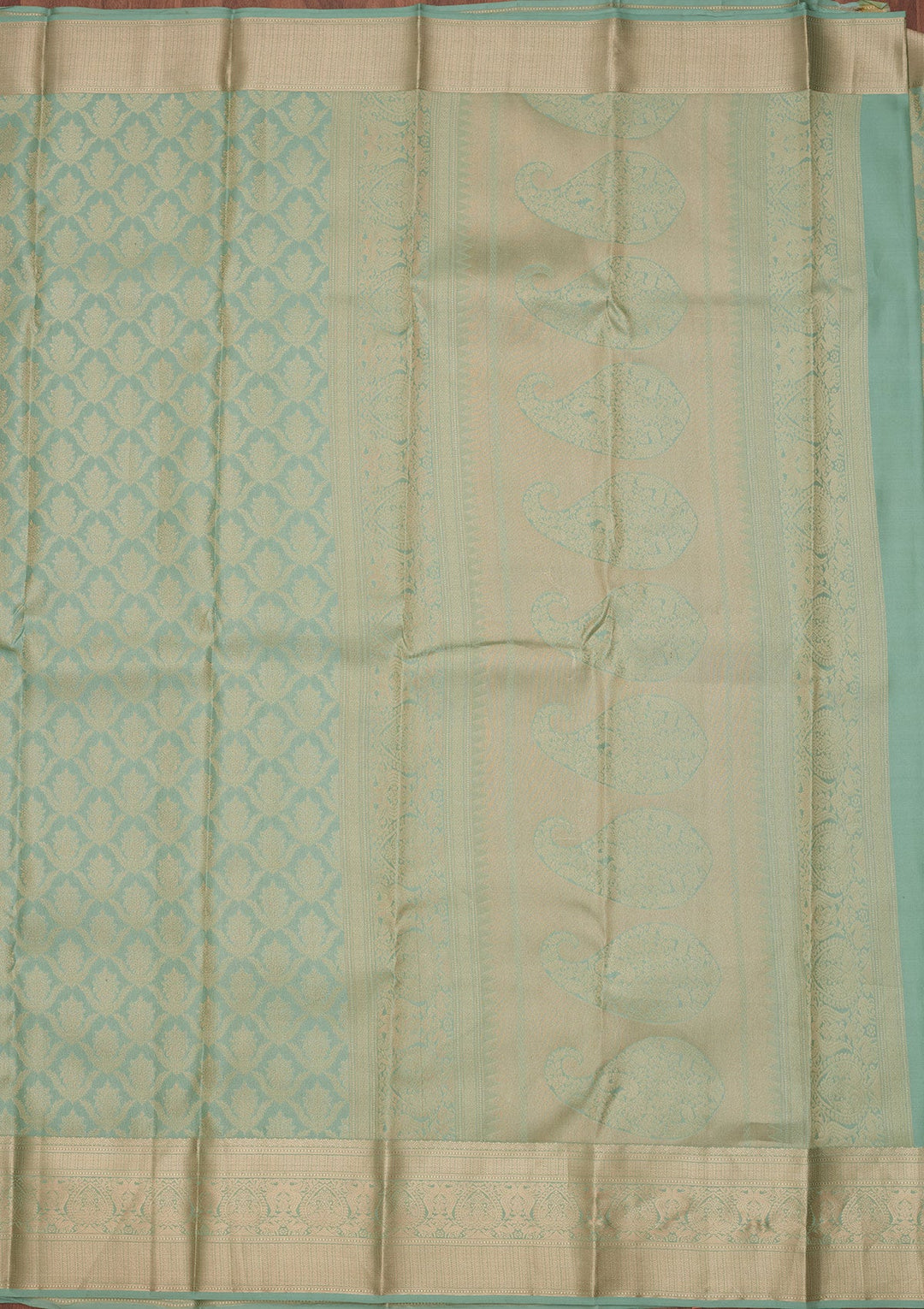 Sea Green Zariwork Pure Silk Saree-koskii