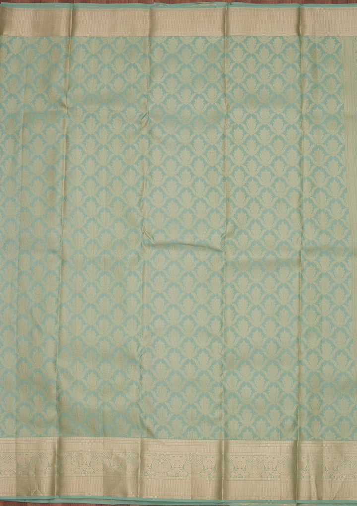 Sea Green Zariwork Pure Silk Saree-koskii