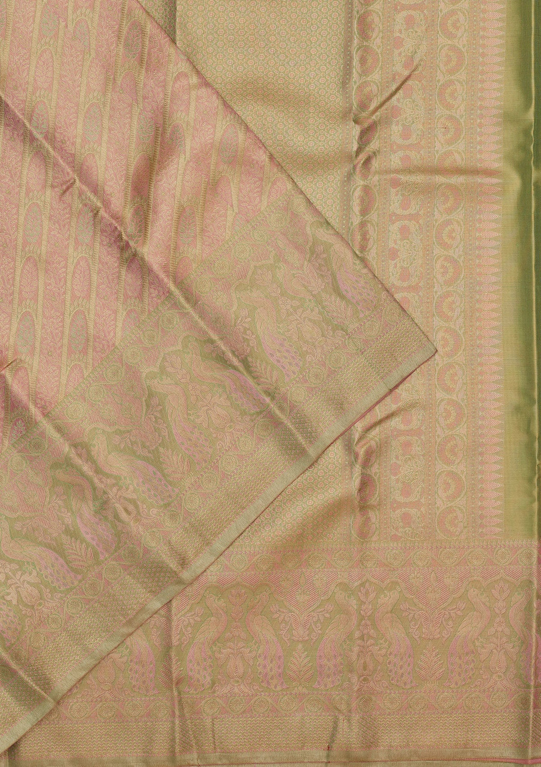 Peach Zariwork Pure Silk Saree-Koskii