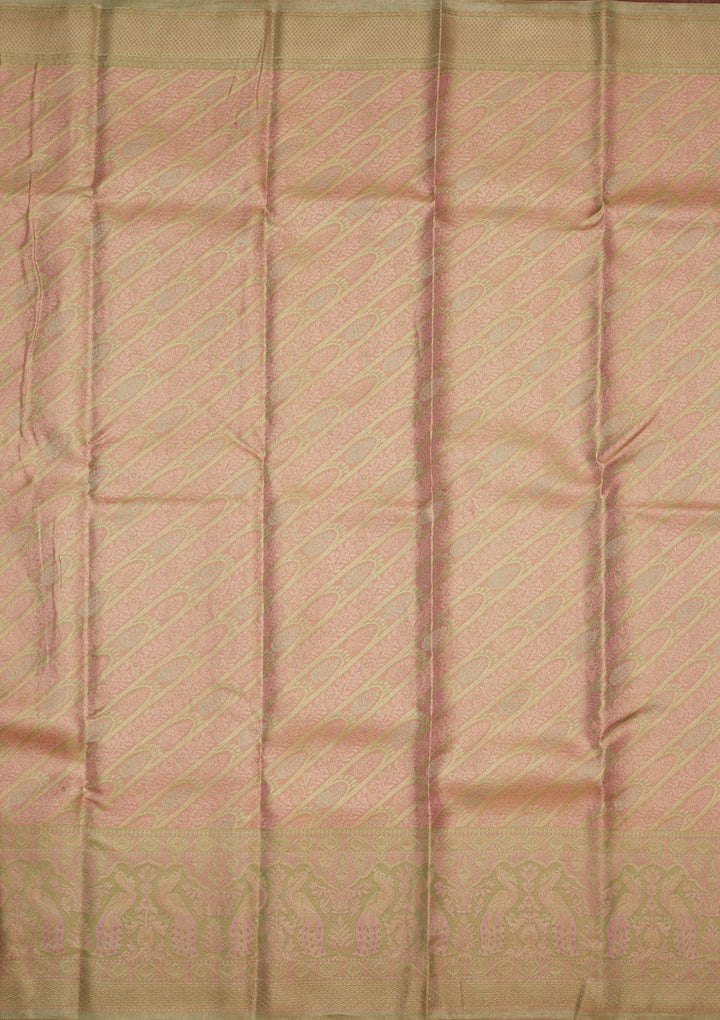 Peach Zariwork Pure Silk Saree-Koskii