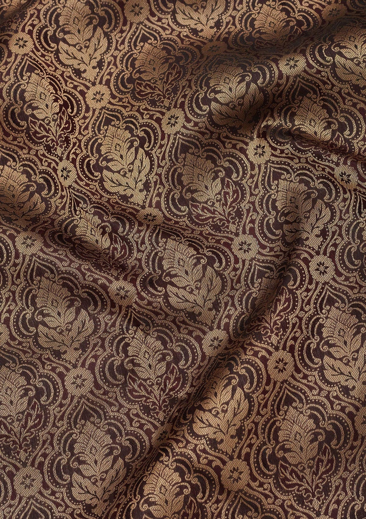 Brown Zariwork Silk Saree-koskii
