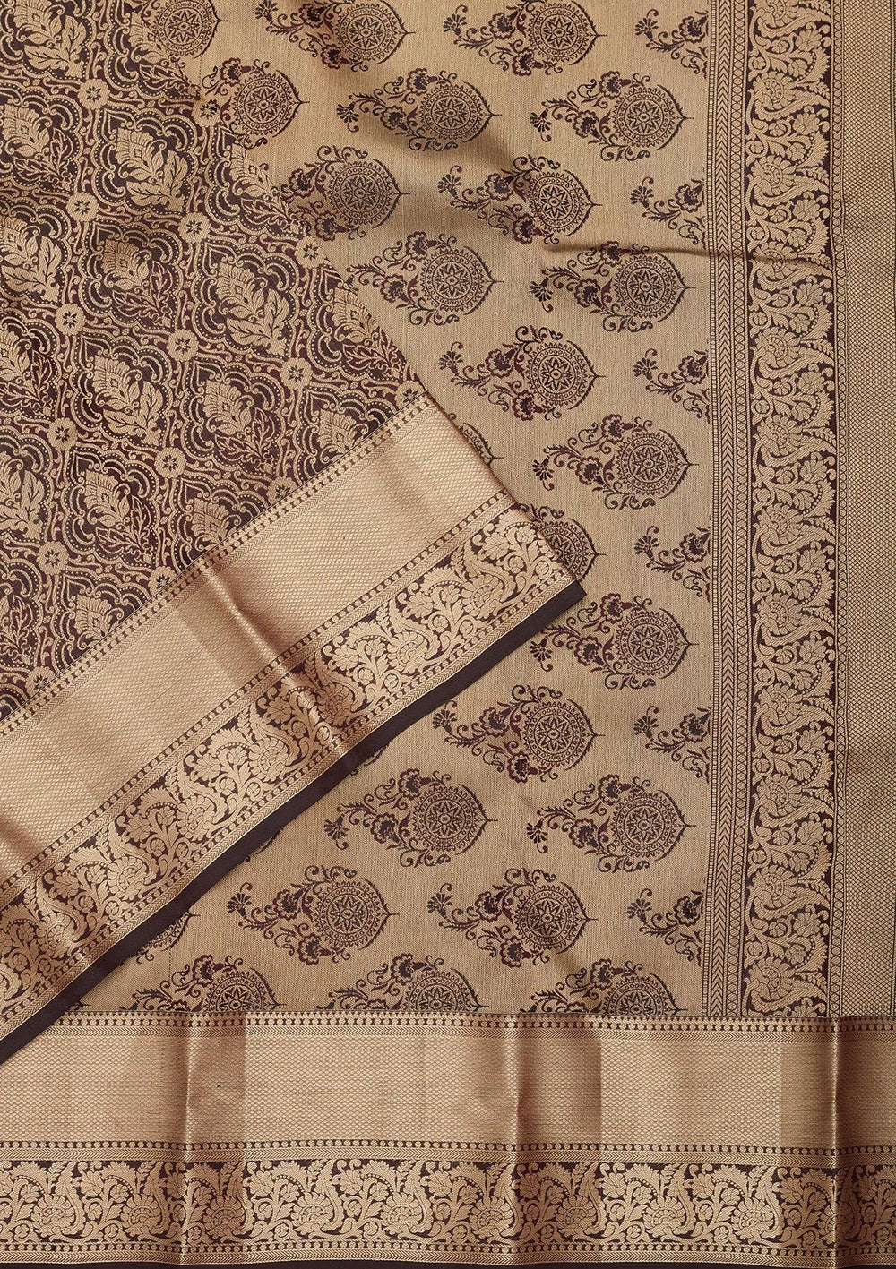 Brown Zariwork Silk Saree-koskii