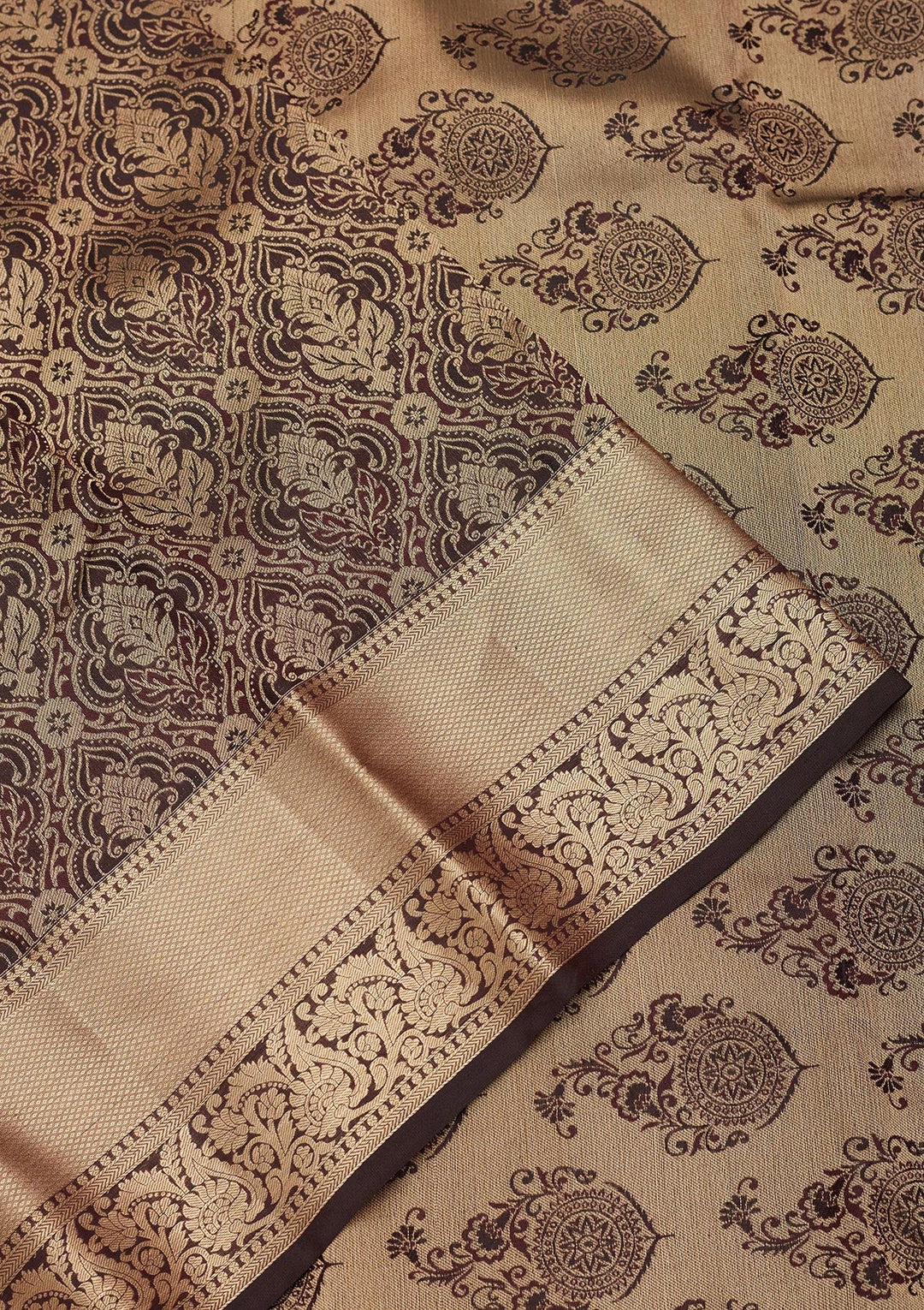 Brown Zariwork Silk Saree-koskii