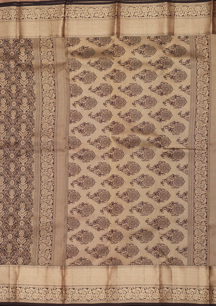 Brown Zariwork Silk Saree-koskii