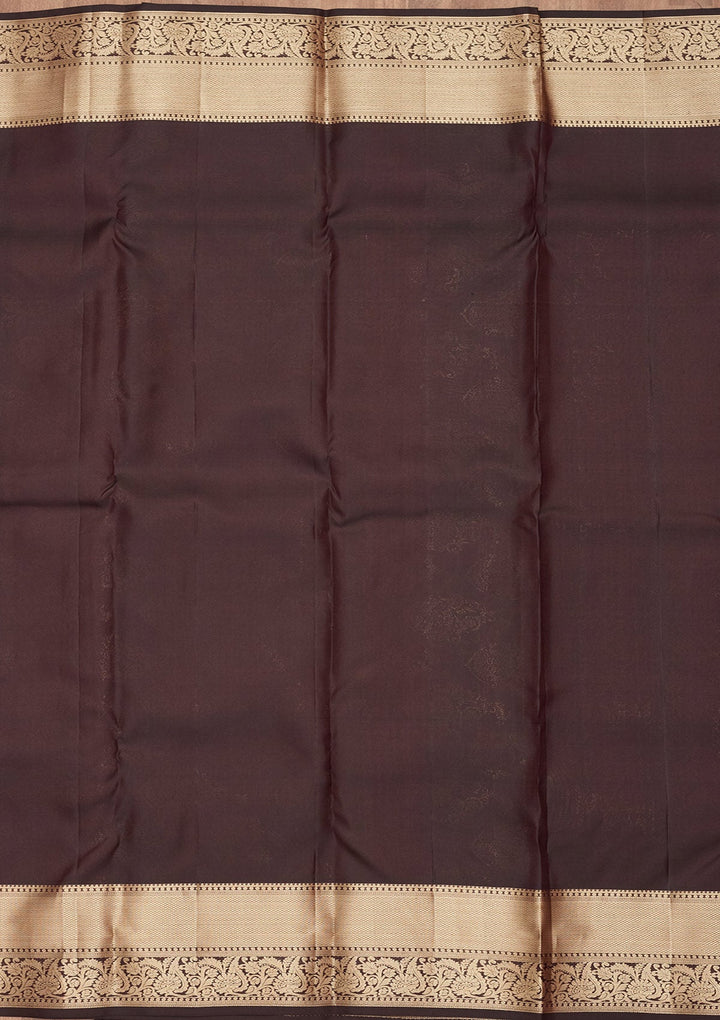Brown Zariwork Silk Saree-koskii