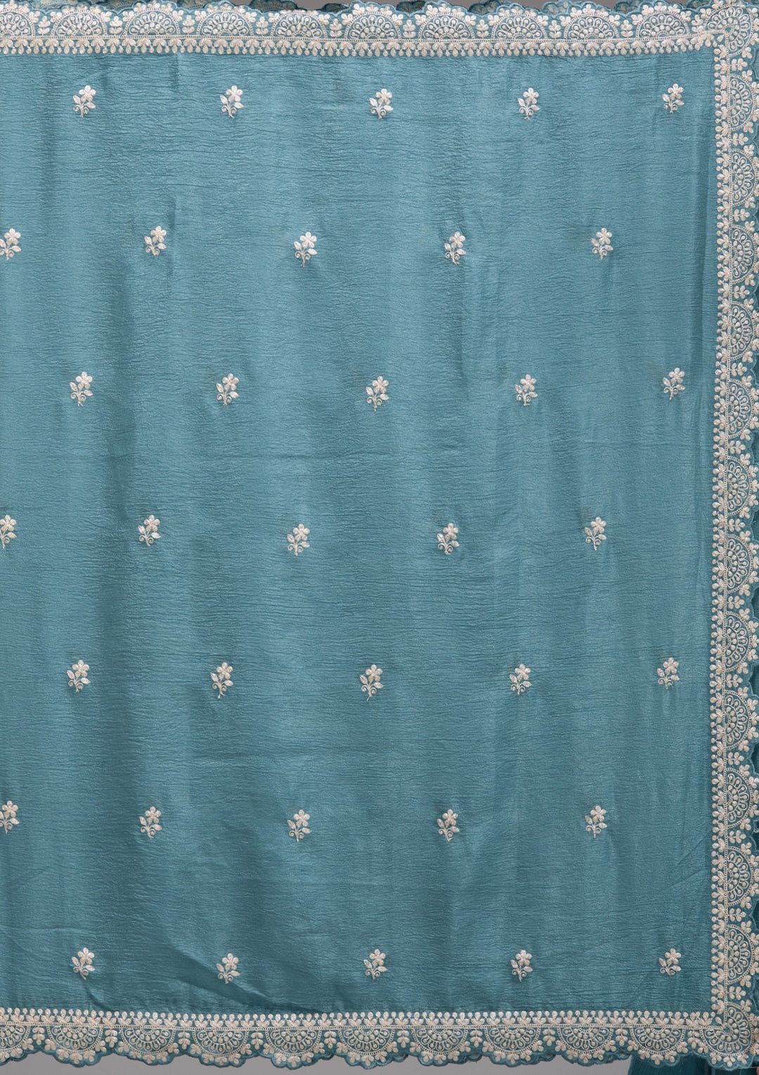 Peacock Blue Zariwork Georgette Saree-Koskii