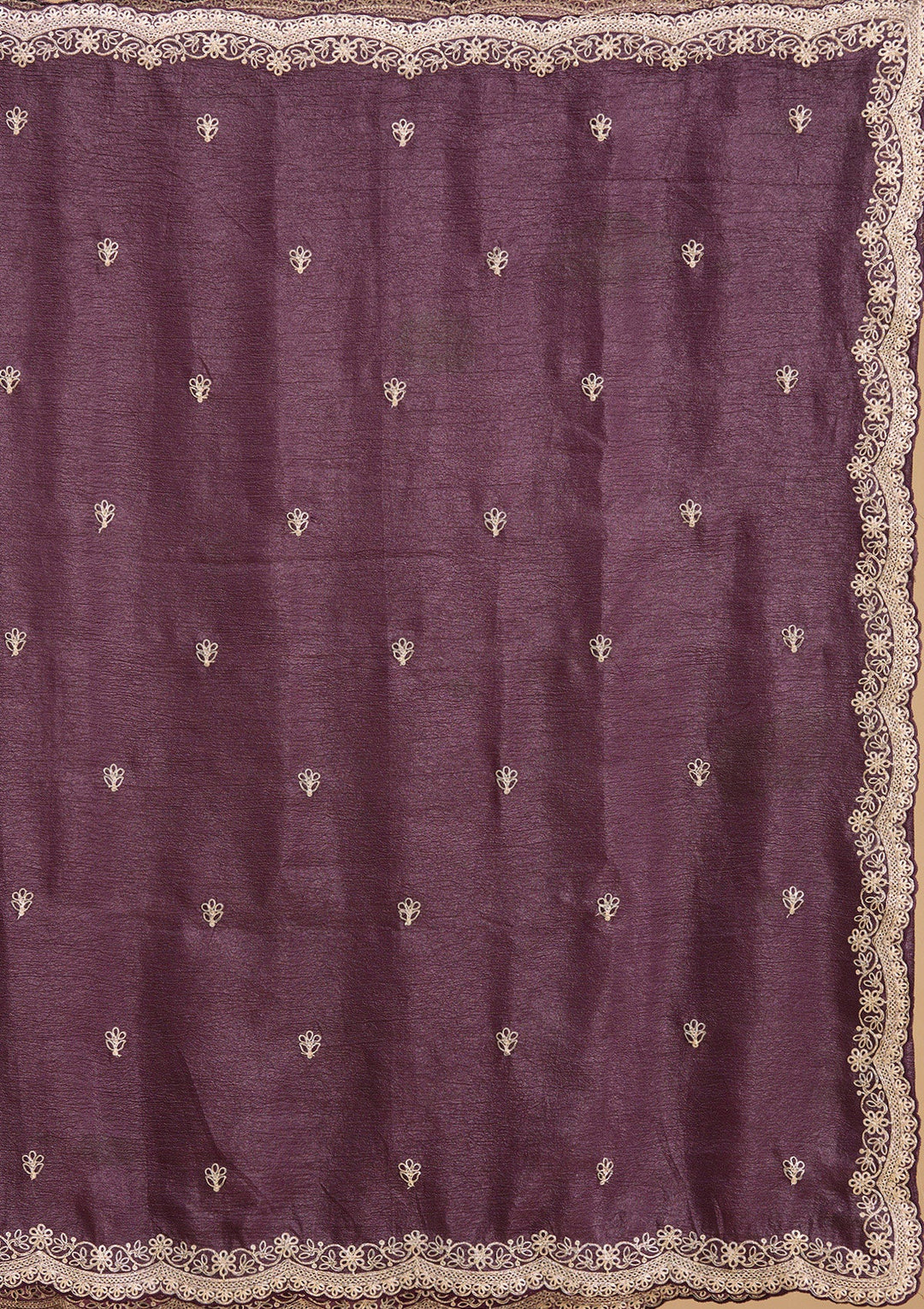 Purple Zariwork (Gold) Tissue Saree-Koskii