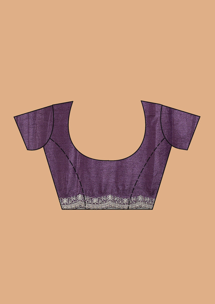 Purple Zariwork (Gold) Tissue Saree-Koskii