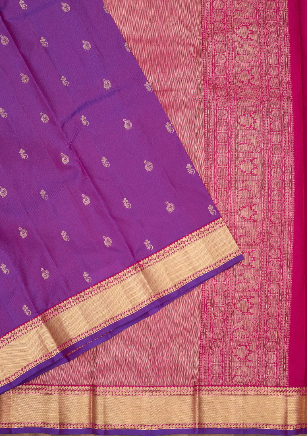 Purple Zariwork Pure Silk Saree-Koskii