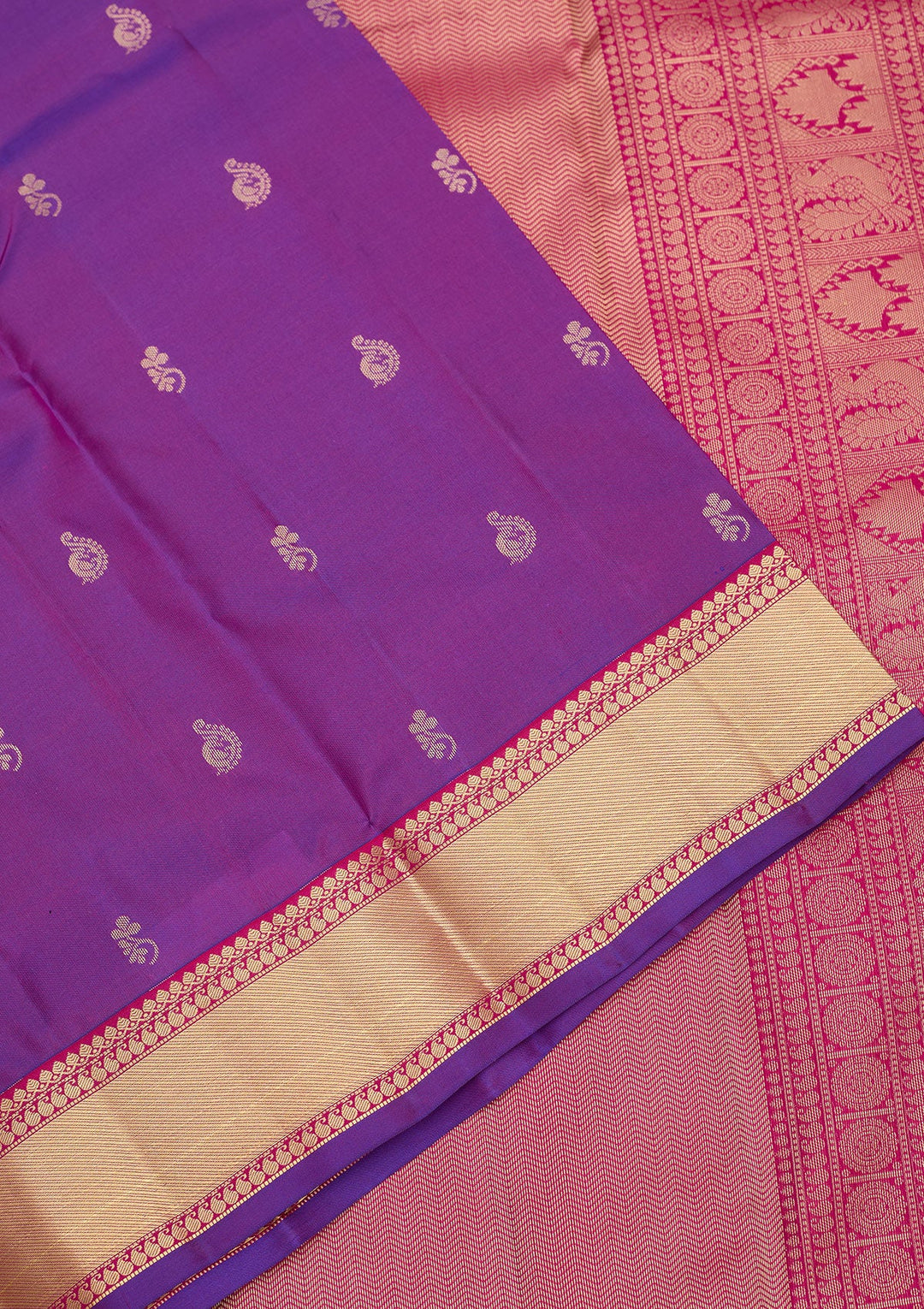 Purple Zariwork Pure Silk Saree-Koskii
