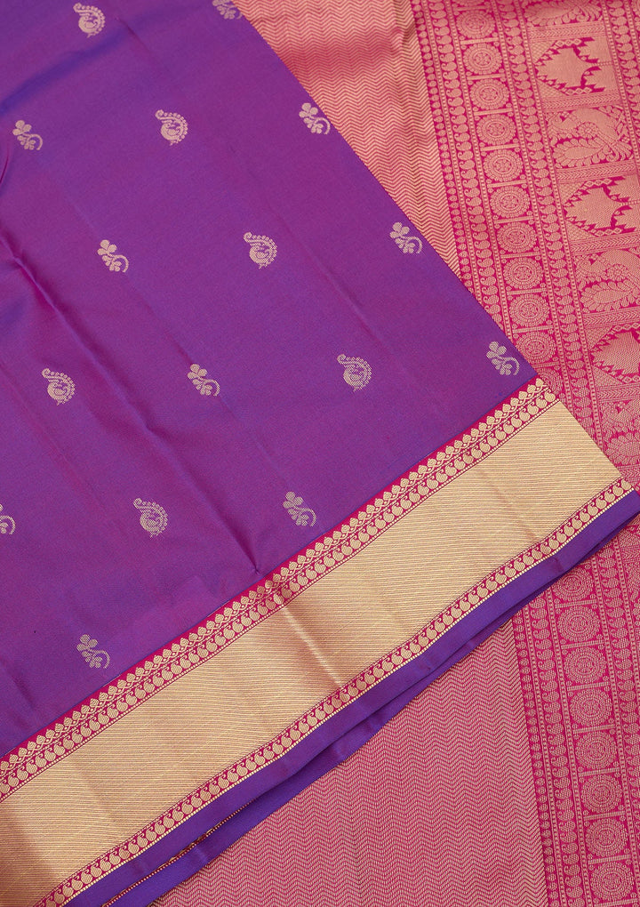 Purple Zariwork Pure Silk Saree-Koskii