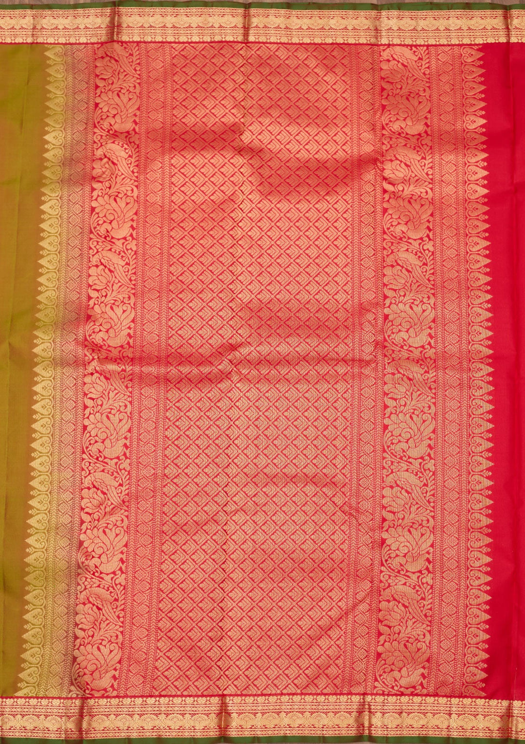 Mehendi Zariwork Pure Silk Saree-Koskii