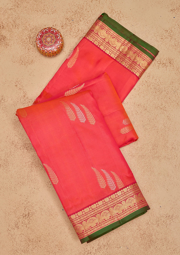 Red Zariwork Pure Silk Saree-Koskii
