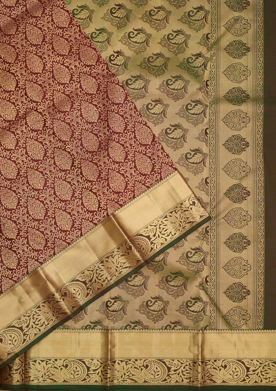 Maroon Zariwork Pure Silk Saree-Koskii