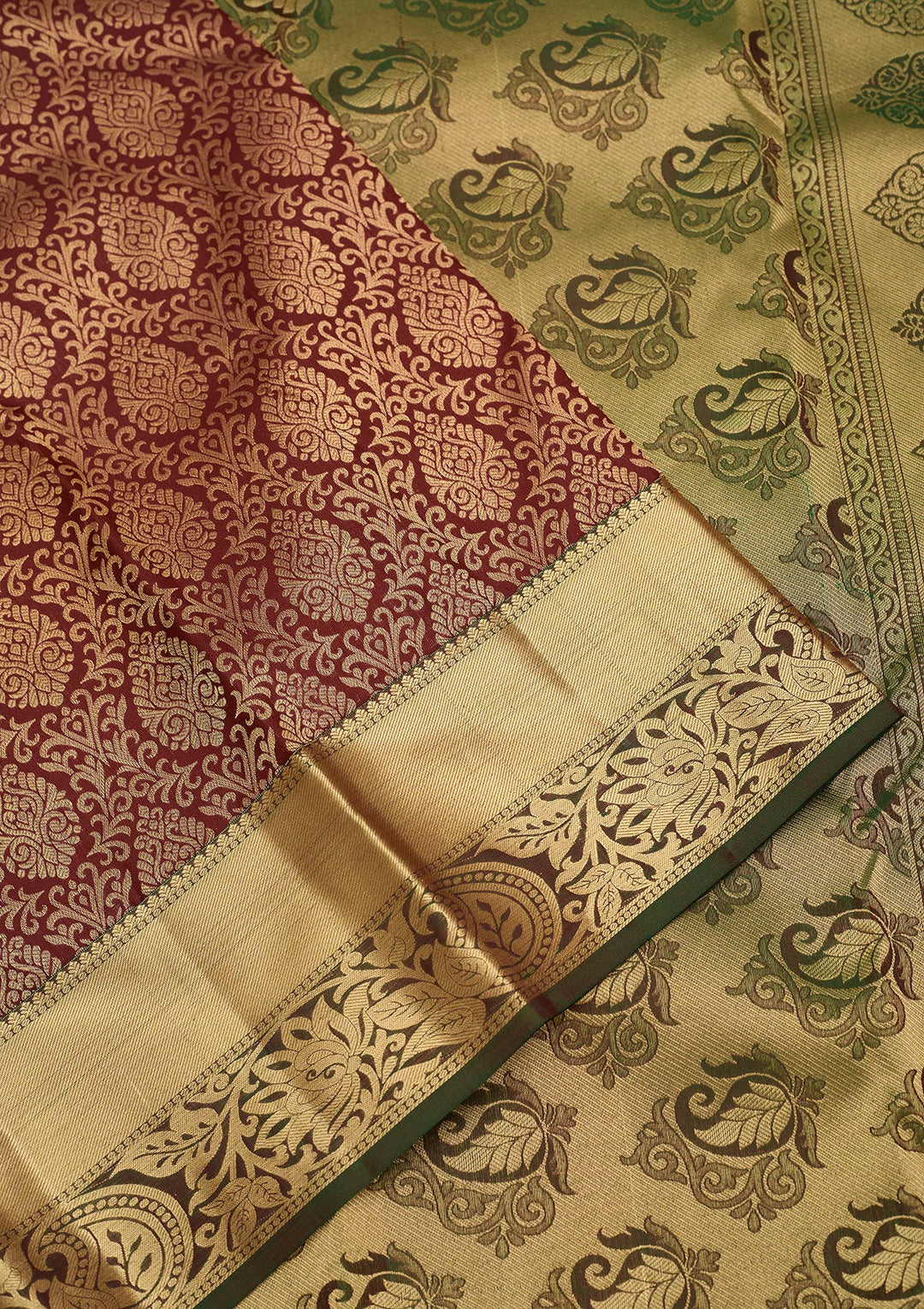 Maroon Zariwork Pure Silk Saree-Koskii