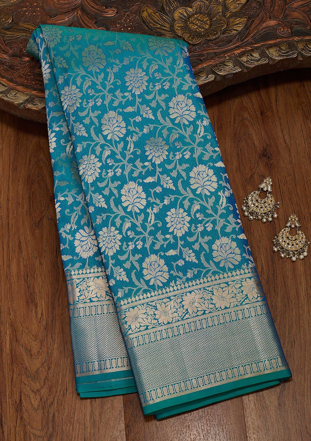 Royal Blue Zariwork Pure Silk Saree-koskii