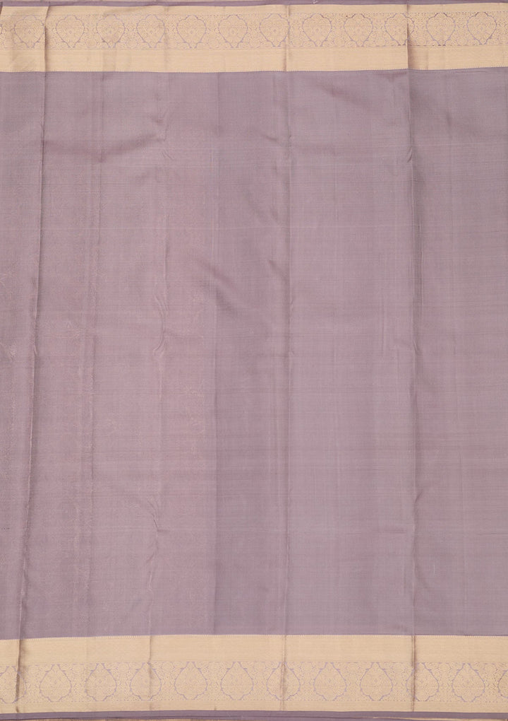 Dark Grey Zariwork Pure Silk Saree-Koskii