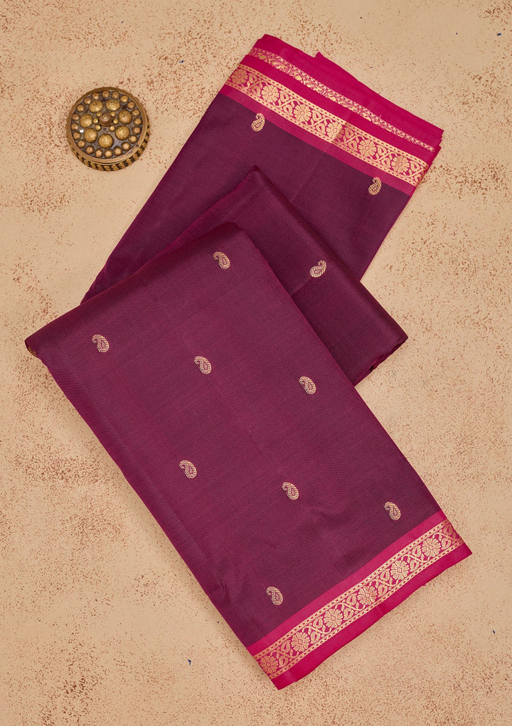 Purple Zariwork Pure Silk Saree-Koskii