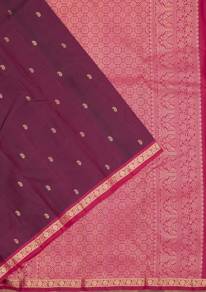 Purple Zariwork Pure Silk Saree-Koskii