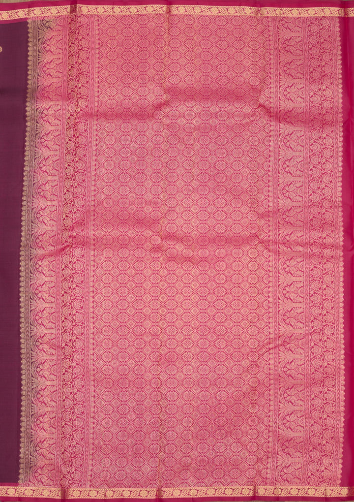 Purple Zariwork Pure Silk Saree-Koskii
