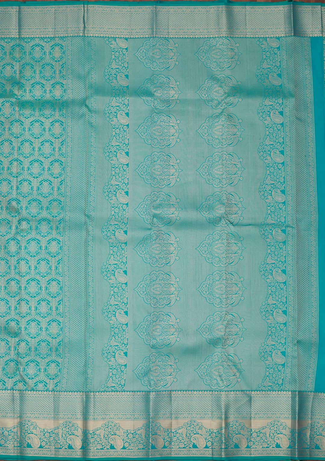 Turquoise Blue Zariwork Pure Silk Saree-koskii