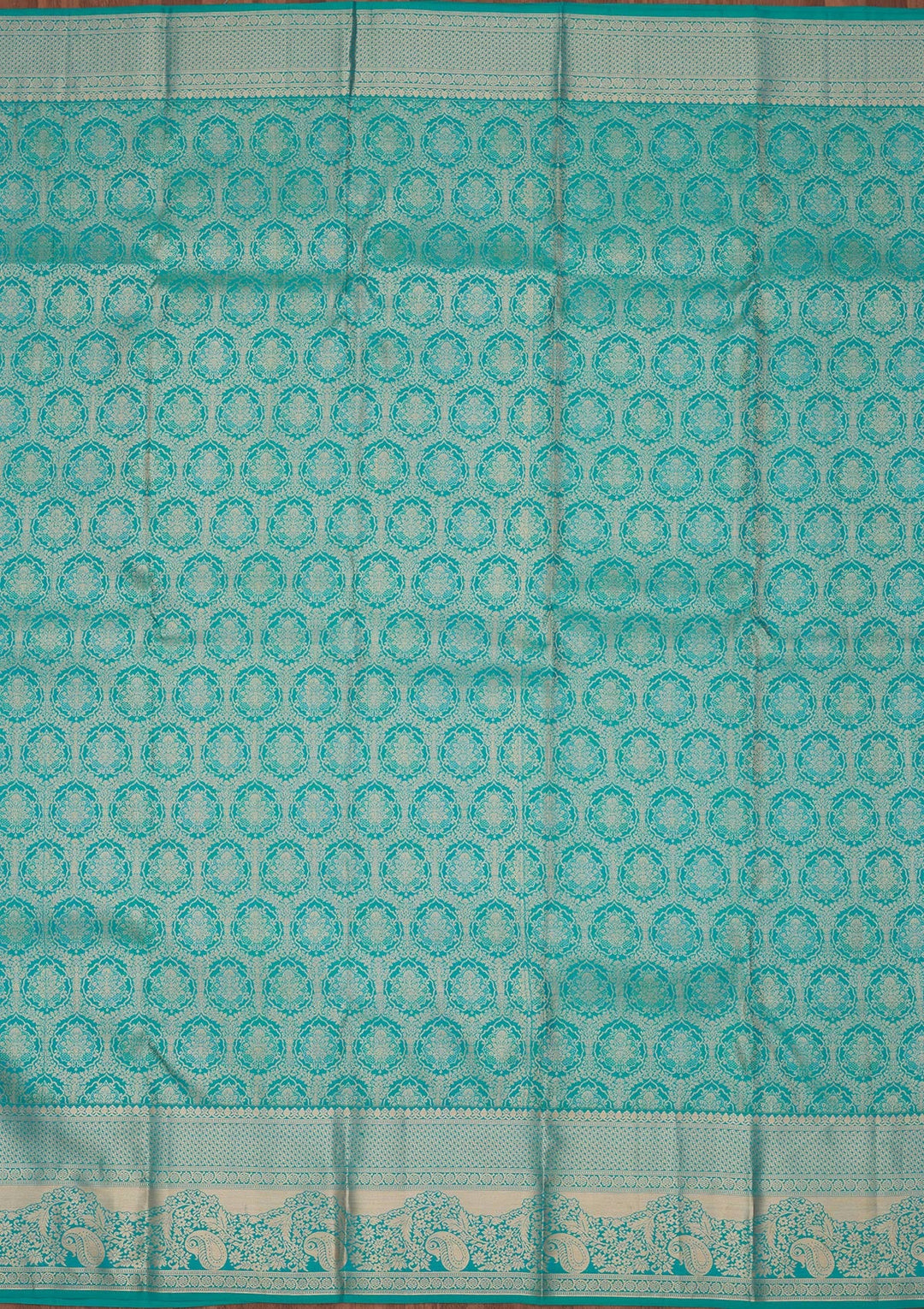 Turquoise Blue Zariwork Pure Silk Saree-koskii