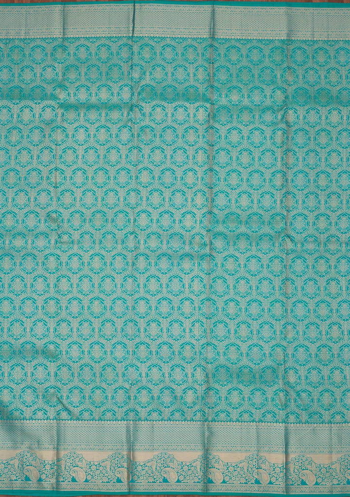 Turquoise Blue Zariwork Pure Silk Saree-koskii