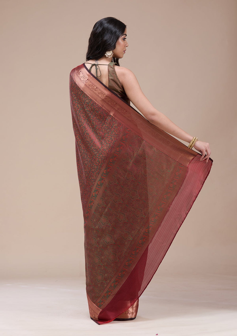 Orange Zariwork (Gold) Banarasi Silk Saree-koskii