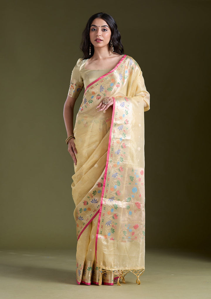 Yellow Zariwork (Gold) Banarasi Silk Saree-koskii