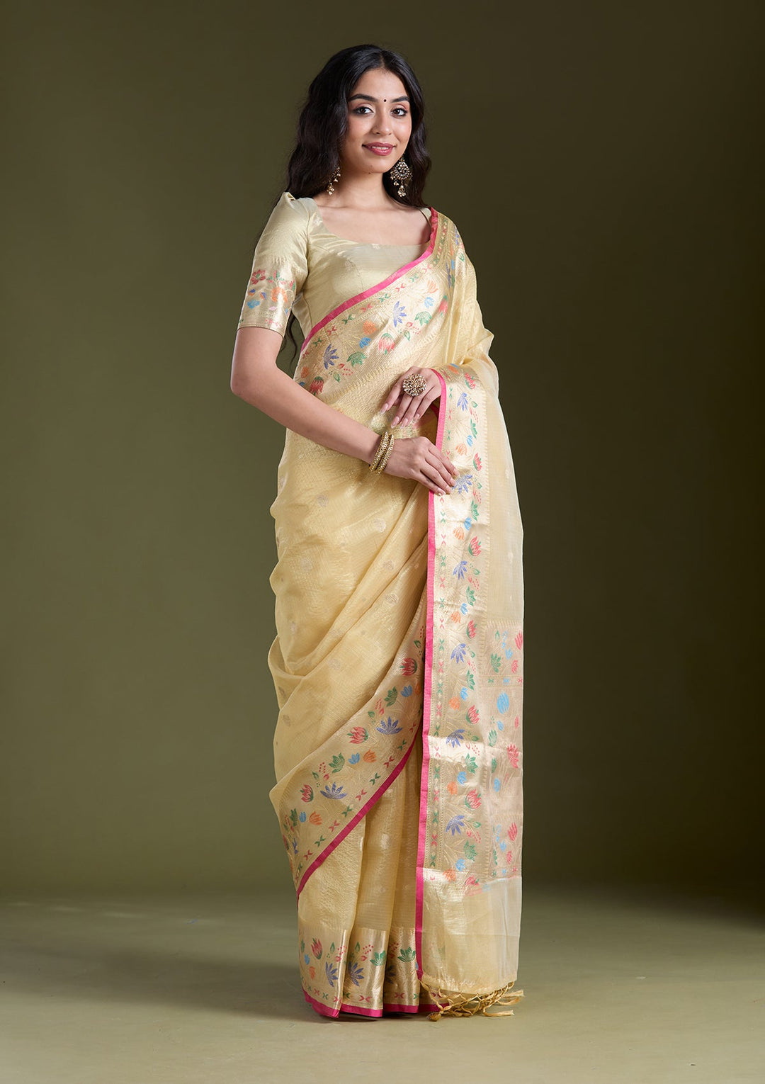 Yellow Zariwork (Gold) Banarasi Silk Saree-koskii