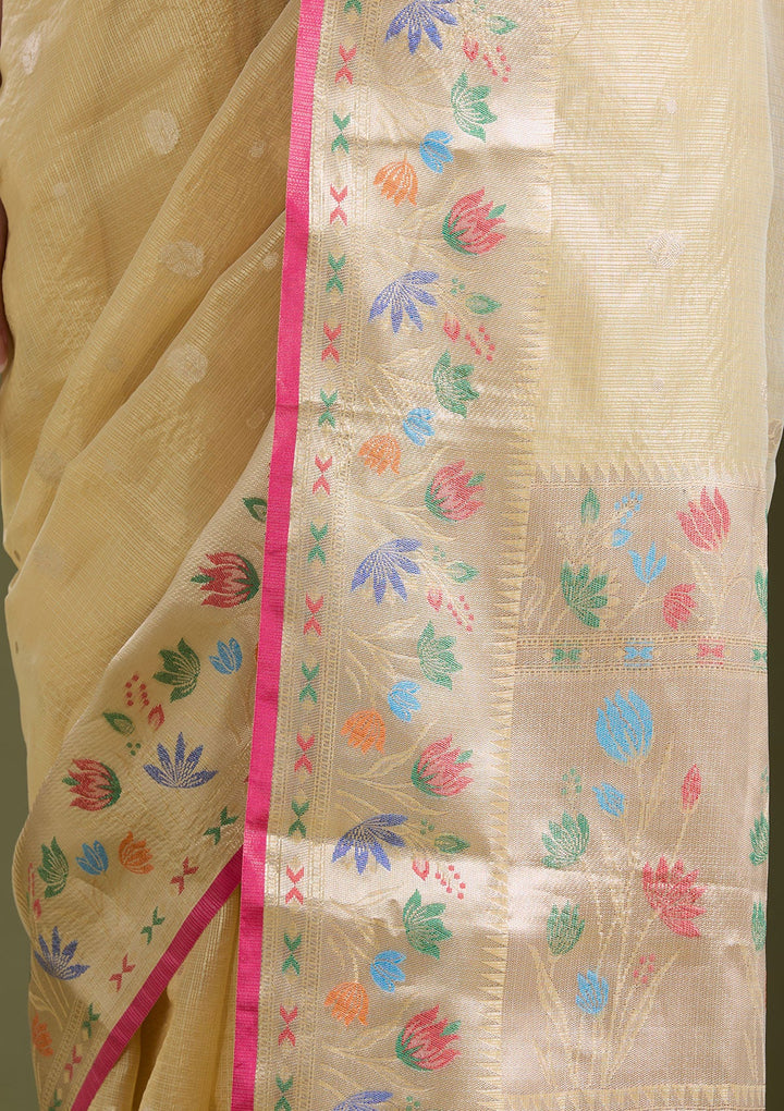Yellow Zariwork (Gold) Banarasi Silk Saree-koskii