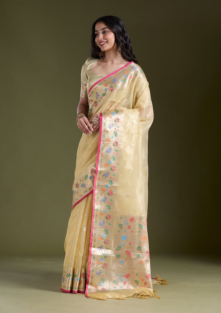 Yellow Zariwork (Gold) Banarasi Silk Saree-koskii