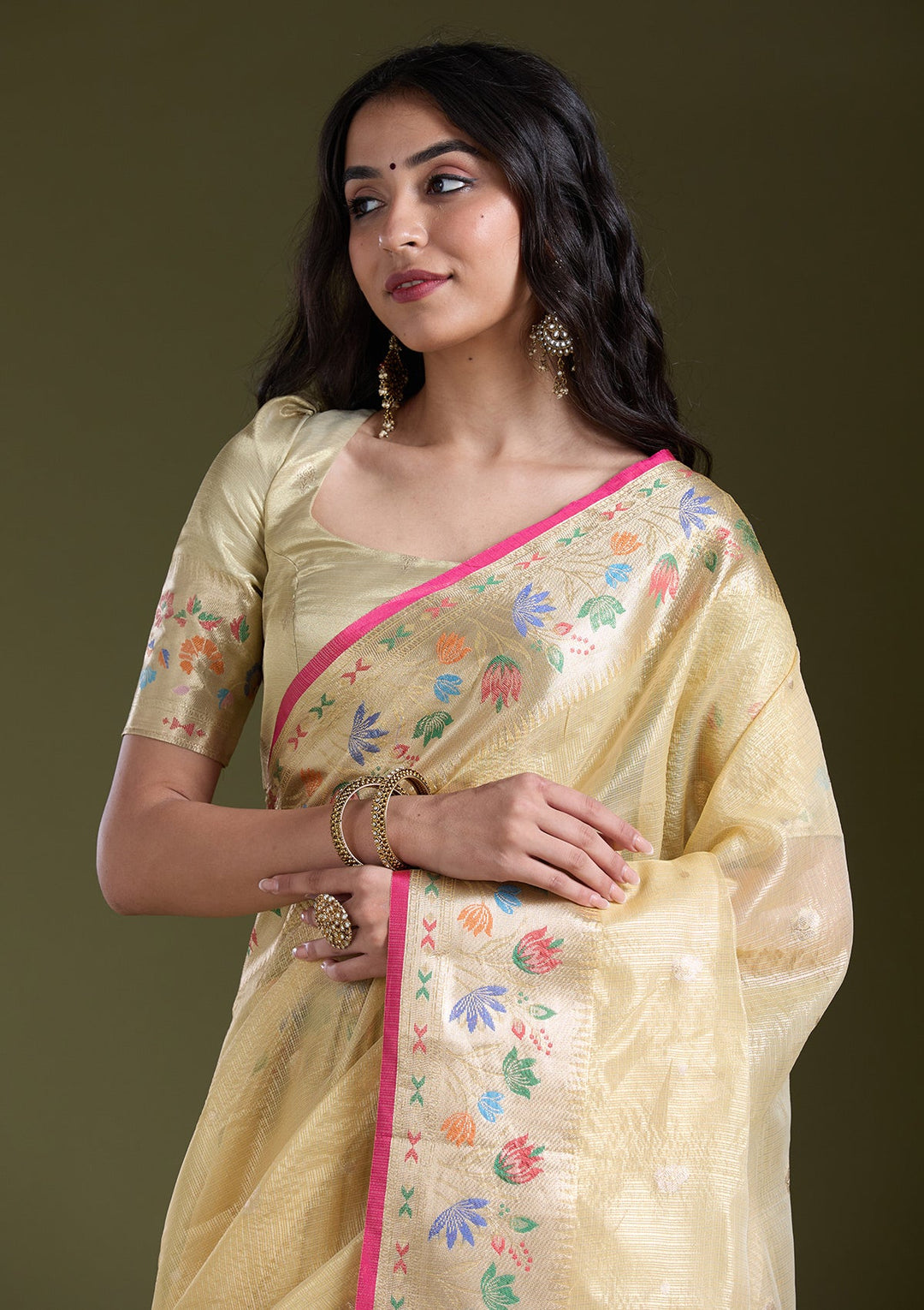 Yellow Zariwork (Gold) Banarasi Silk Saree-koskii