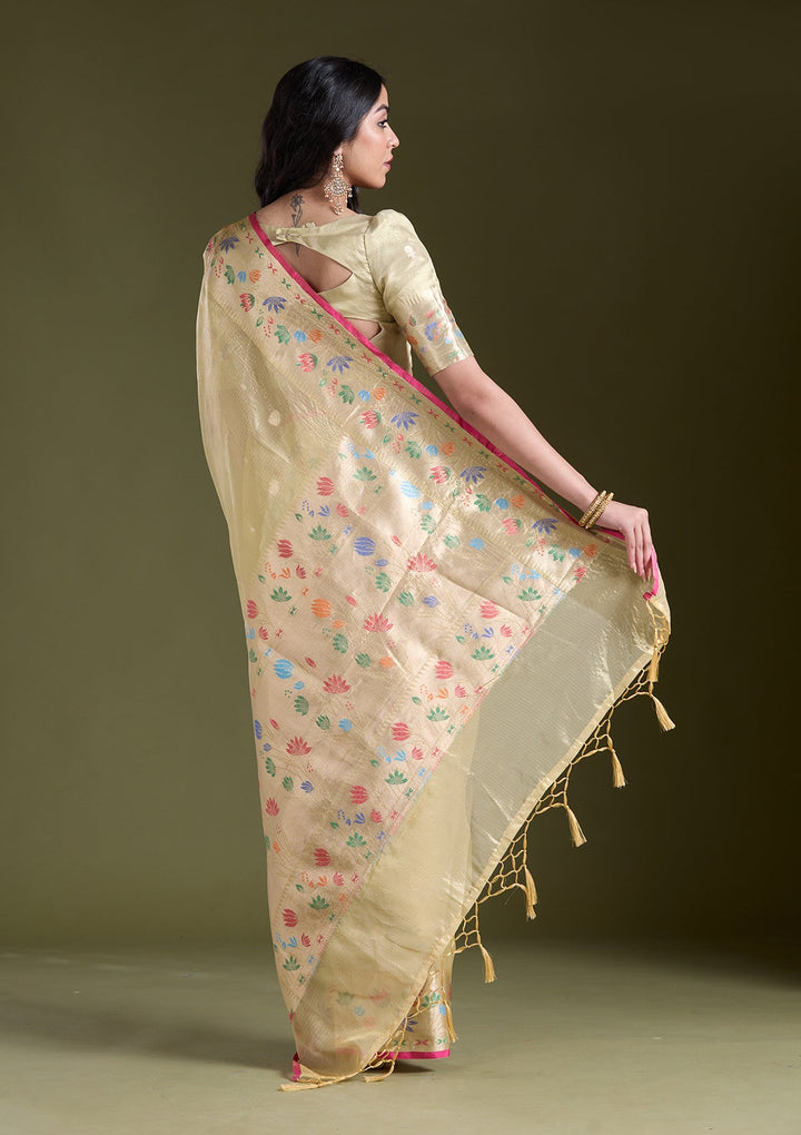 Yellow Zariwork (Gold) Banarasi Silk Saree-koskii