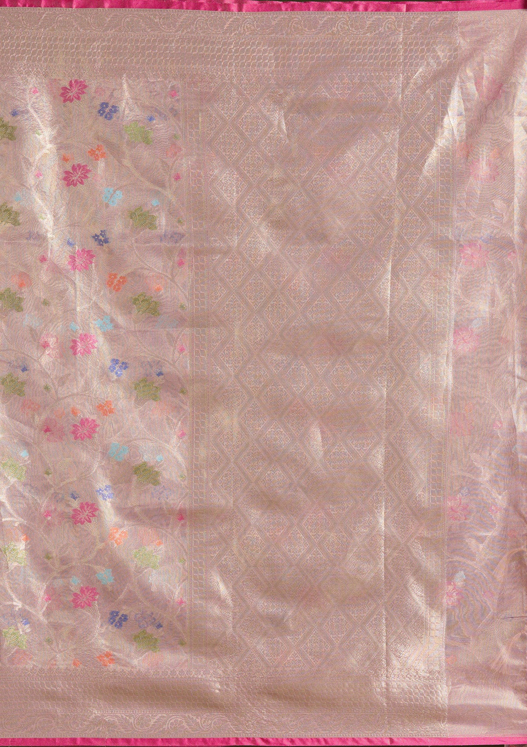 Onion Pink  Zariwork (Gold) Banarasi Silk Saree-koskii