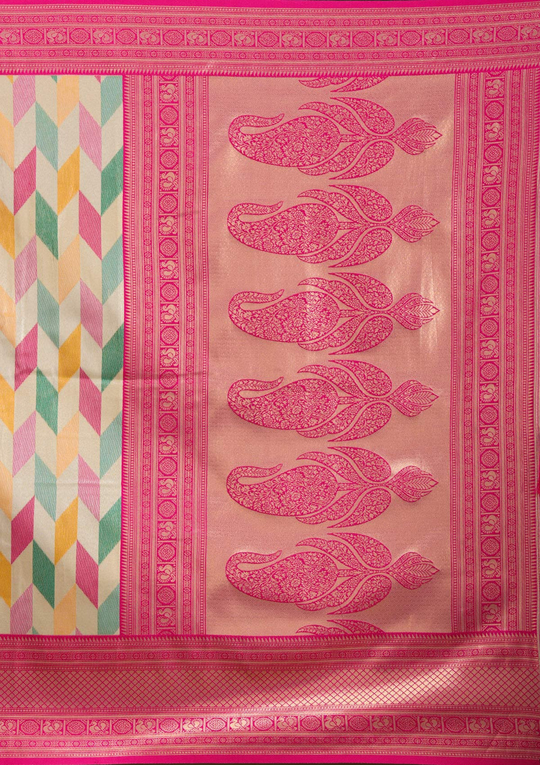 Magenta Pink Zariwork (Gold) Silk Silk_Saree-koskii