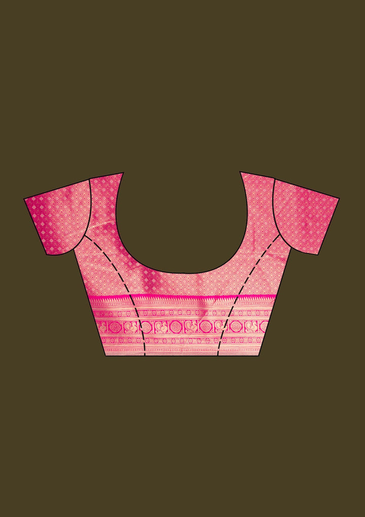 Magenta Pink Zariwork (Gold) Silk Silk_Saree-koskii