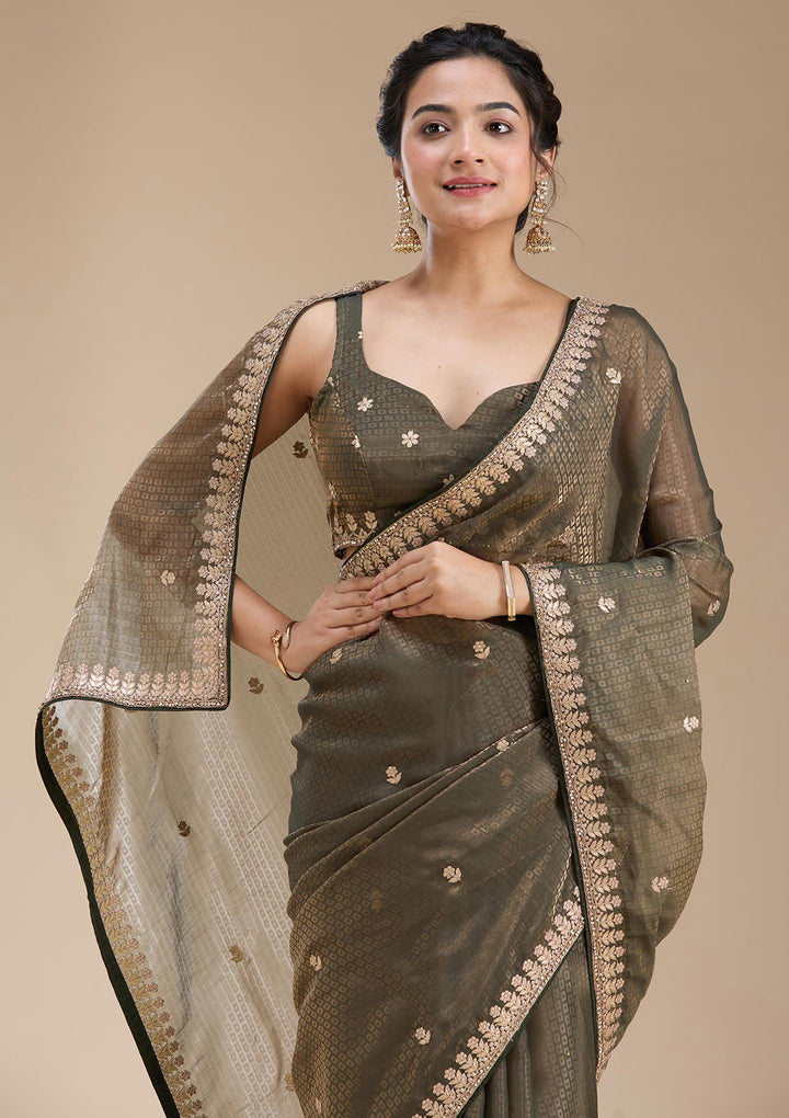 Mehendi Gotapatti Organza Saree-koskii