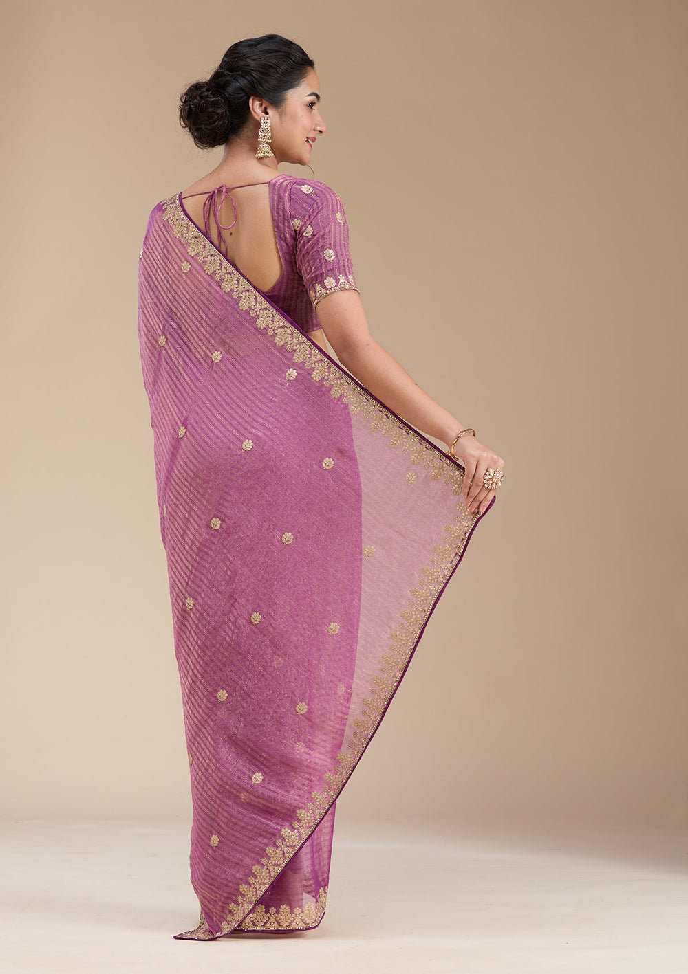 Purple Gotapatti Chiffon Saree-koskii