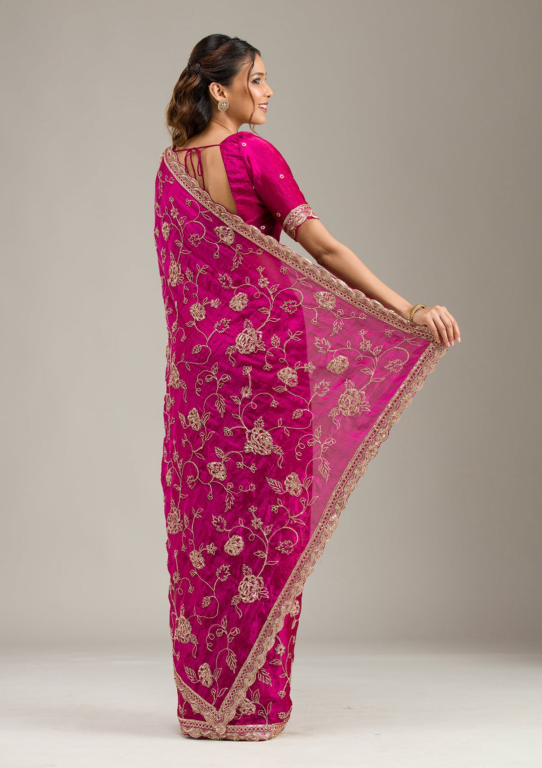 Onion Pink Zariwork Cotton Unstitched Salwar Suit-koskii