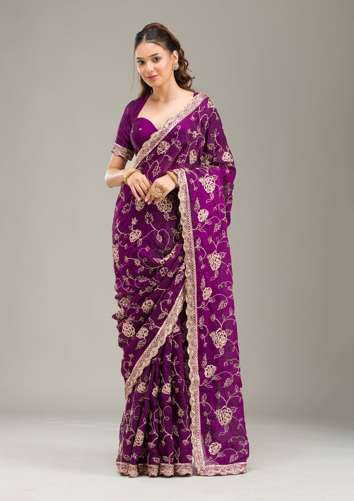 Black Threadwork Linen Unstitched Salwar Suit-koskii