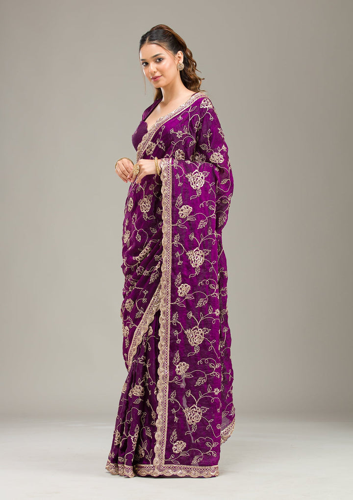 Black Threadwork Linen Unstitched Salwar Suit-koskii