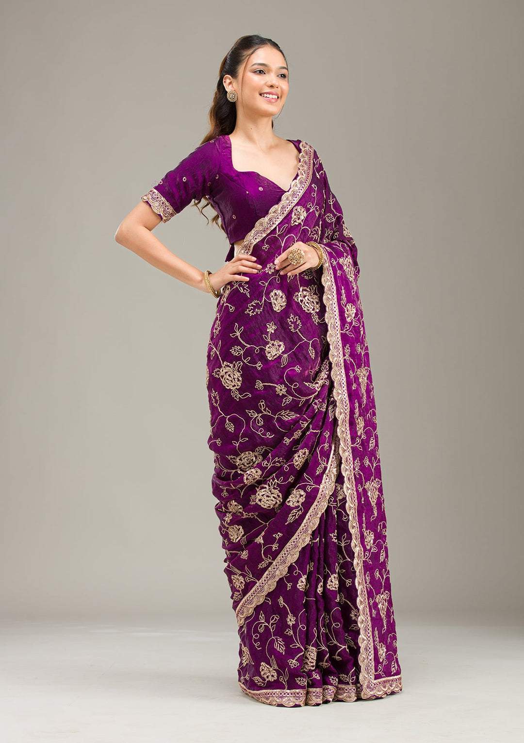 Black Threadwork Linen Unstitched Salwar Suit-koskii