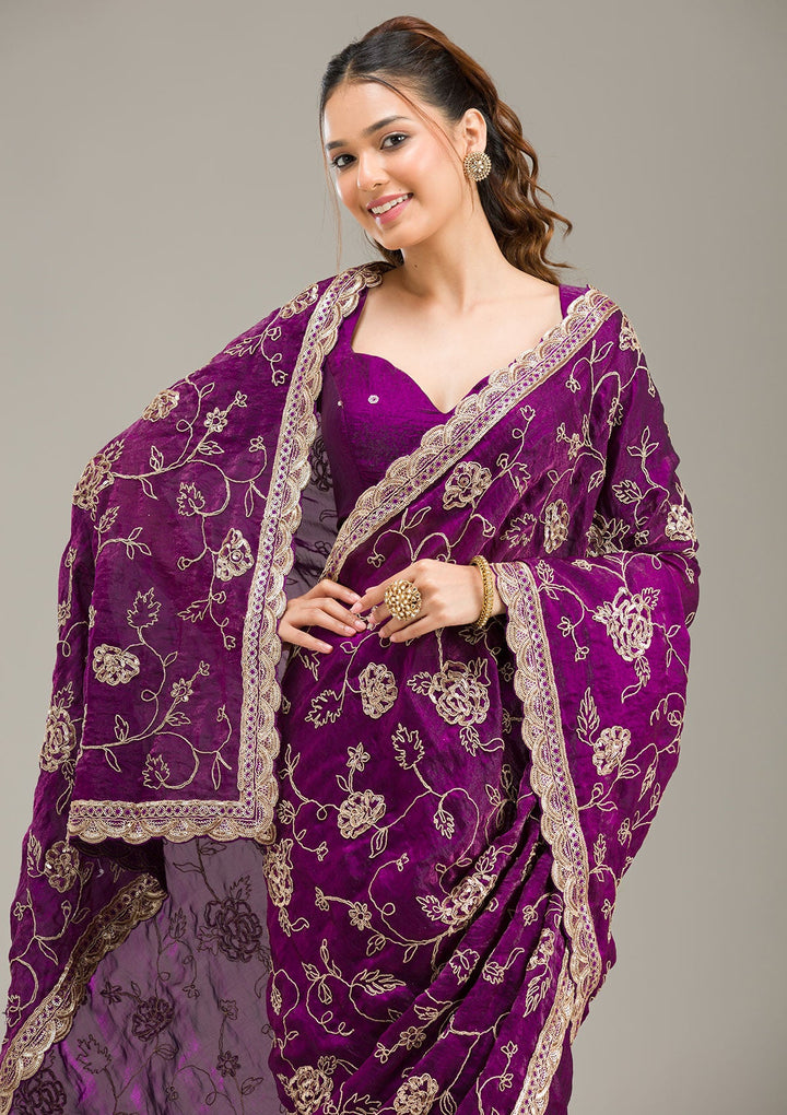 Black Threadwork Linen Unstitched Salwar Suit-koskii