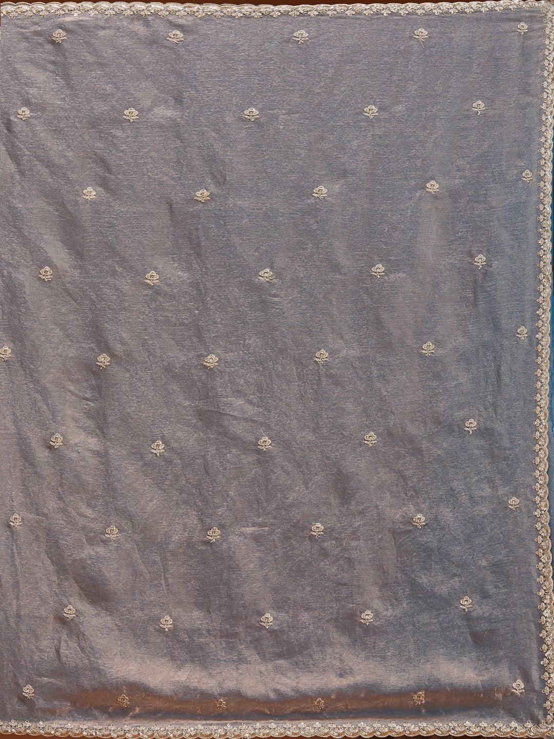 Grey Cording Tissue Saree-Koskii