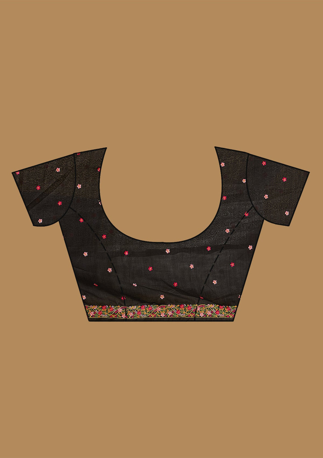 Black Kashmiri Soft Raw Silk Saree-Koskii